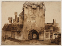 O+ 054
<br/>
De stadszijde van de West- of Utrechtse Poort te Rhenen
<br/>
<em>Rembrandt (1606-1669)</em>
